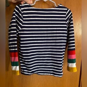 Mini Boden navy Striped Long Sleeve Tee with Colorful Cuffs